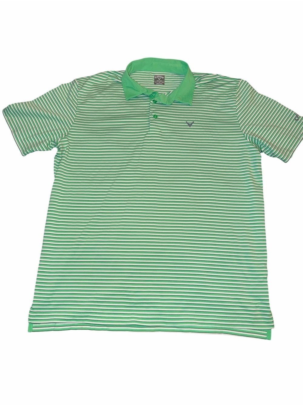 Callaway Green Striped Polo Shirt - Men's Casual Golf Tee
